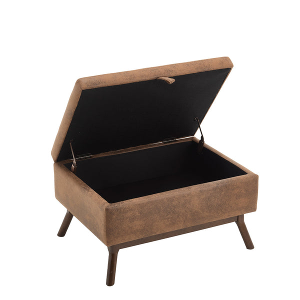 Mid-century modern square coffee table storage bench, assembled, suitable for living room, entryway and family room, used as a coffee table, stirrups, shoe bench