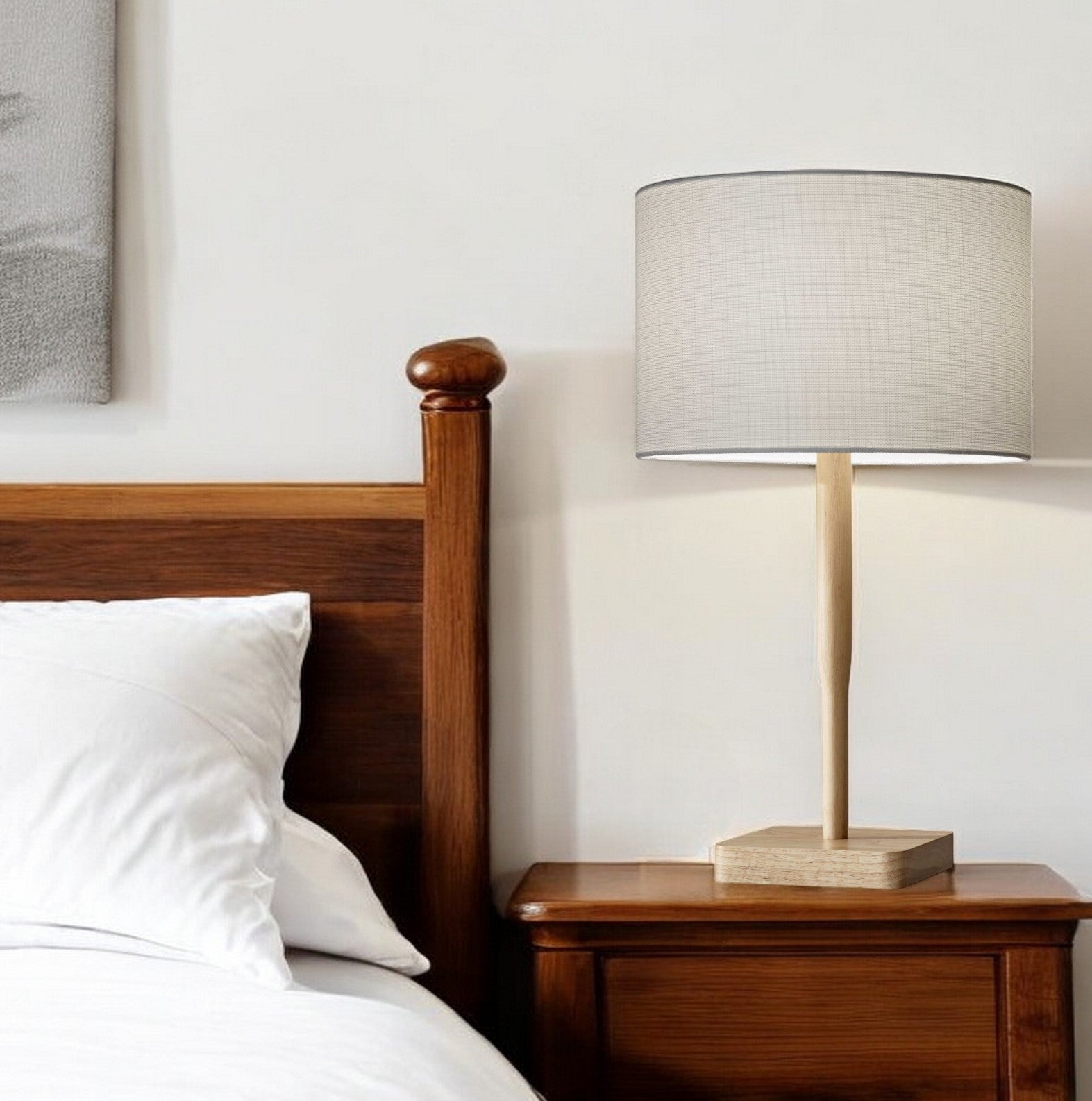 Cozy Cabin Walnut Wood Finish Table Lamp