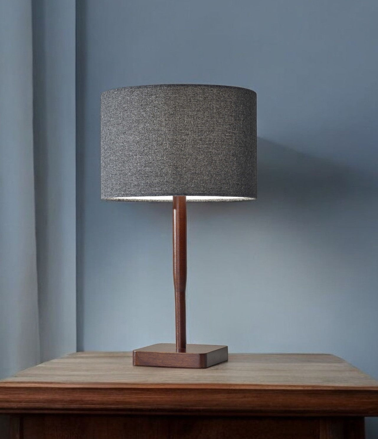 Cozy Cabin Walnut Wood Finish Table Lamp