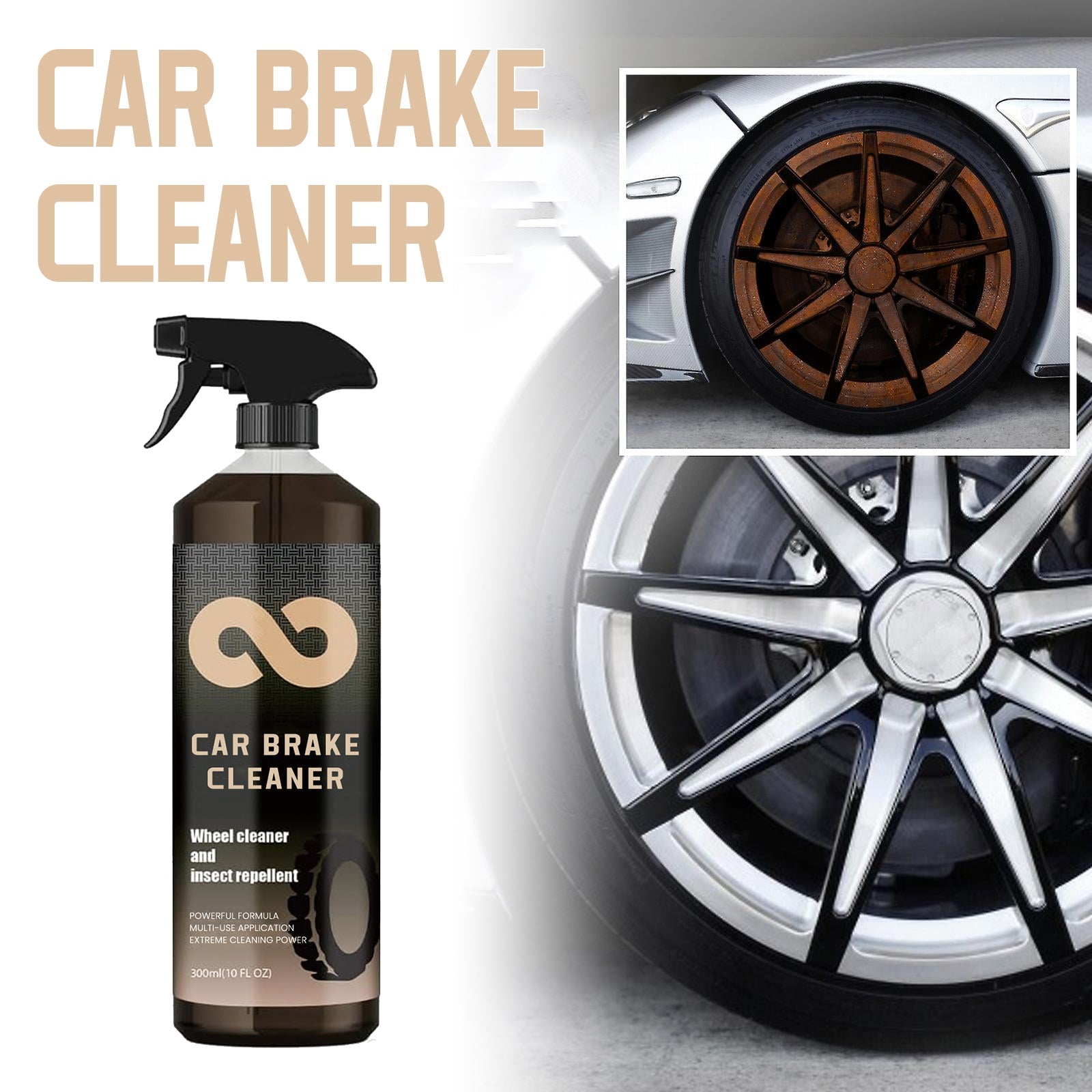 Car Brake Cleaner, Wheel Hub Rim Yellowing Eliminate Abnormal Wheel Noise Cleaning Stains Rust Remover