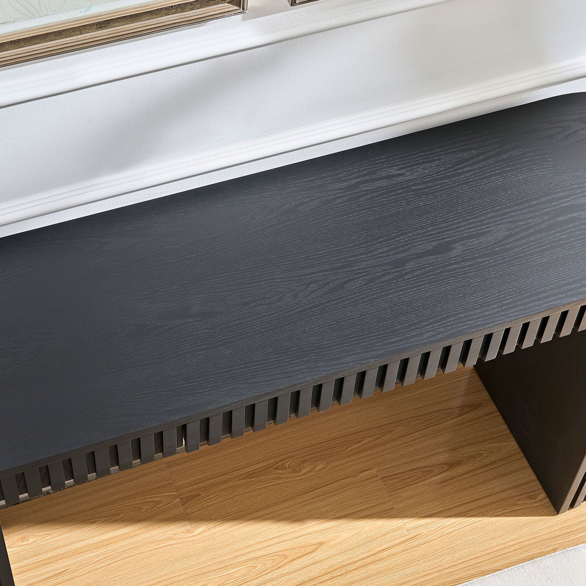59.05'' Modern Console Table With Drawer for Entryway with Unique Vertical Stripe Design for Living Room Hallway Foyer Entrance Study,BLACK