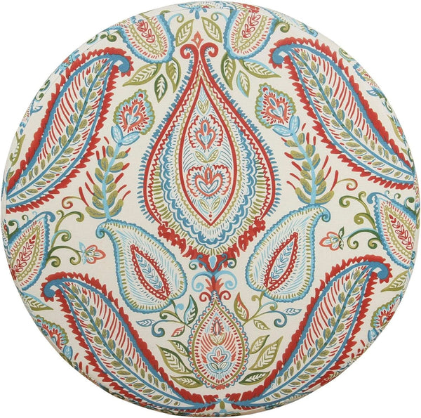Large Upholstered Round Storage Ottoman Living Room