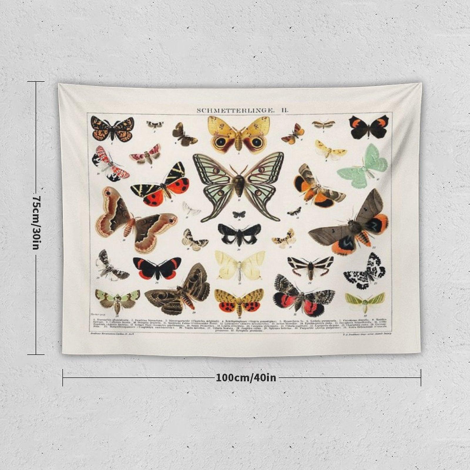 1894 Antique Butterfly Classification Illustration Tapestry