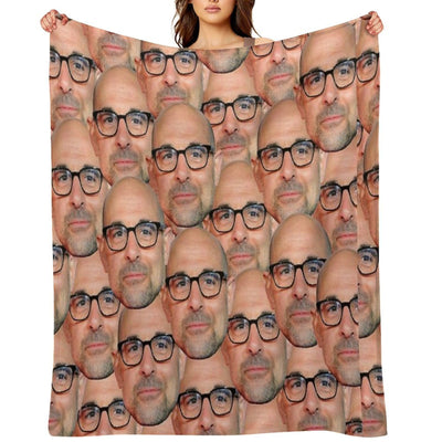 Stanley Tucci Head Design Machine-washable Throw Blanket