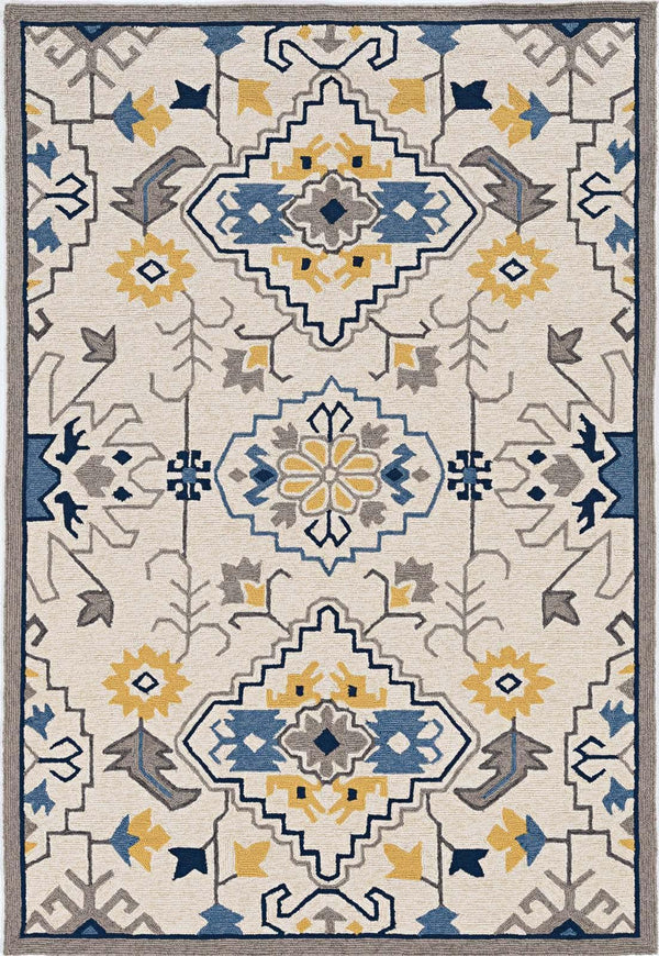 2' X 3' Ivory Southwestern Hand Tufted Area Rug