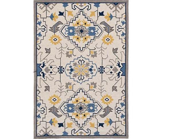 2' X 3' Ivory Southwestern Hand Tufted Area Rug