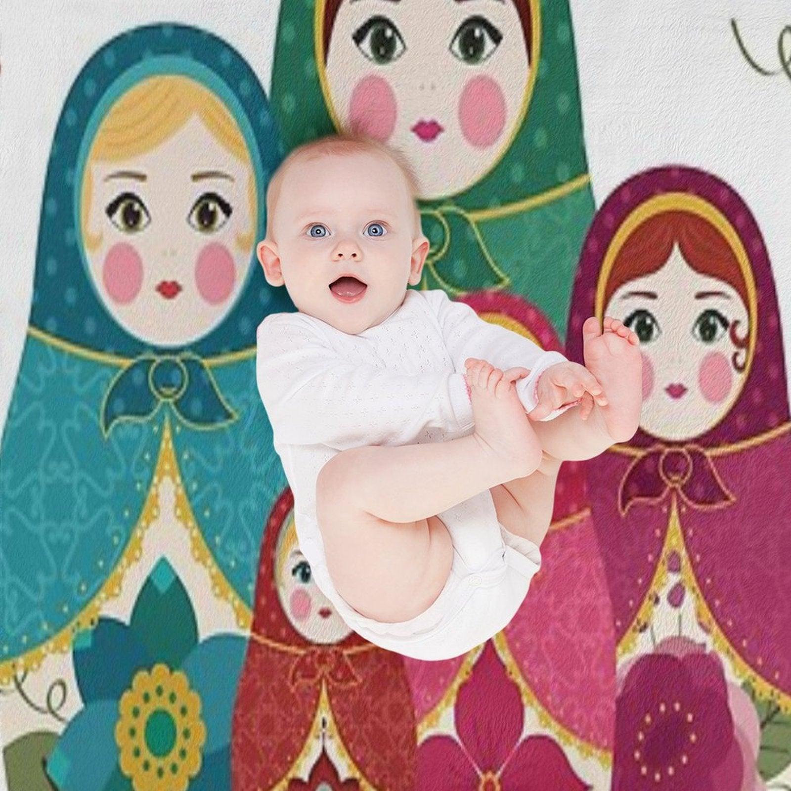 Russian Dolls White Throw Blanket