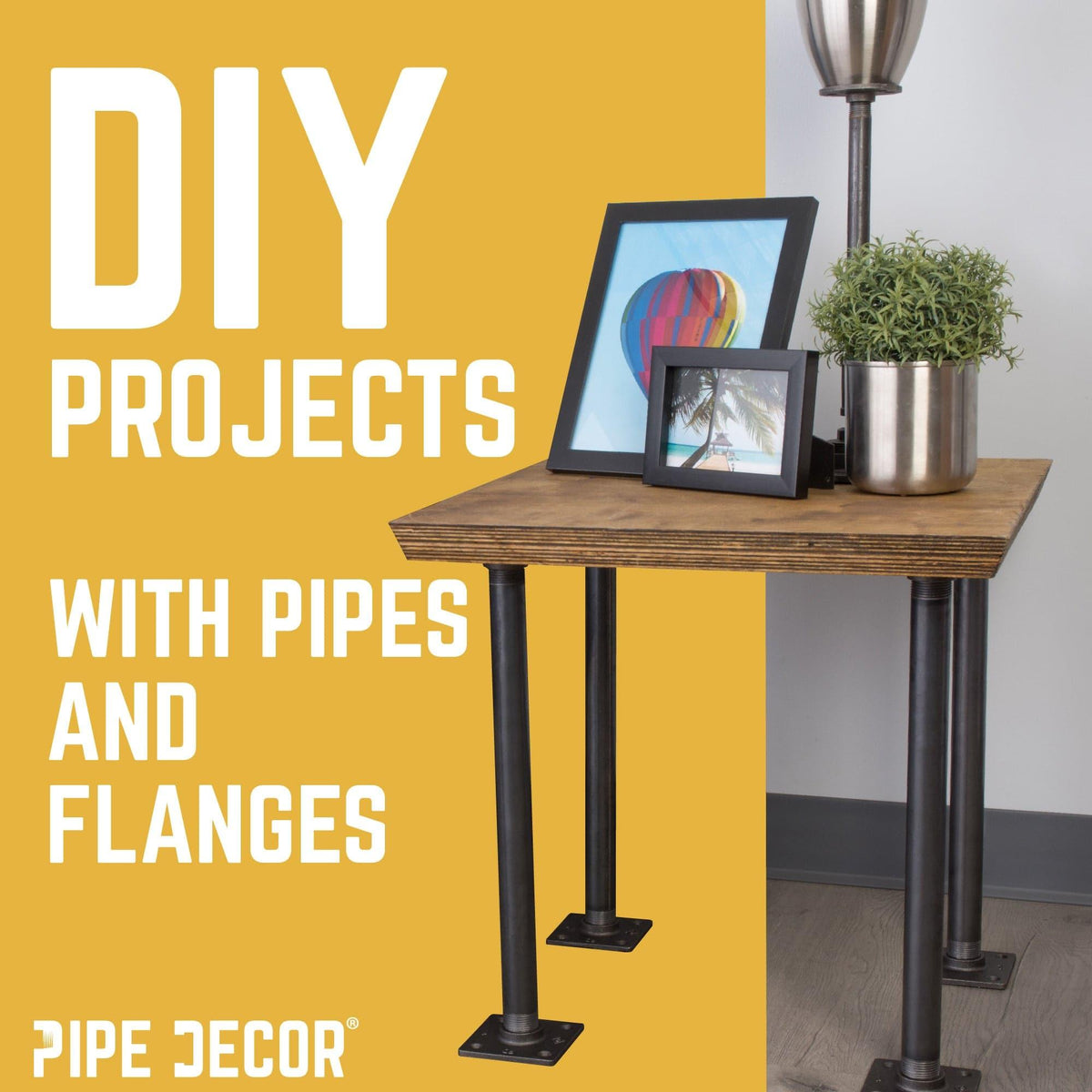 1 in. x 30 in. Square Flange Pipe Table Legs - 4 Pack