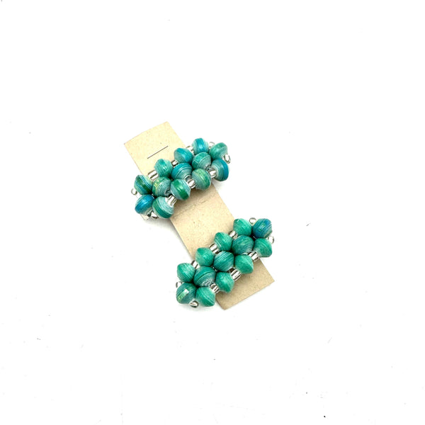 Paper Bead Hair Clips (Set of 2)- Turquoise