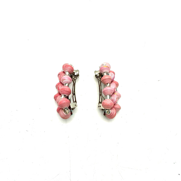 Paper Bead Hair Clips (Set of 2)- Pink