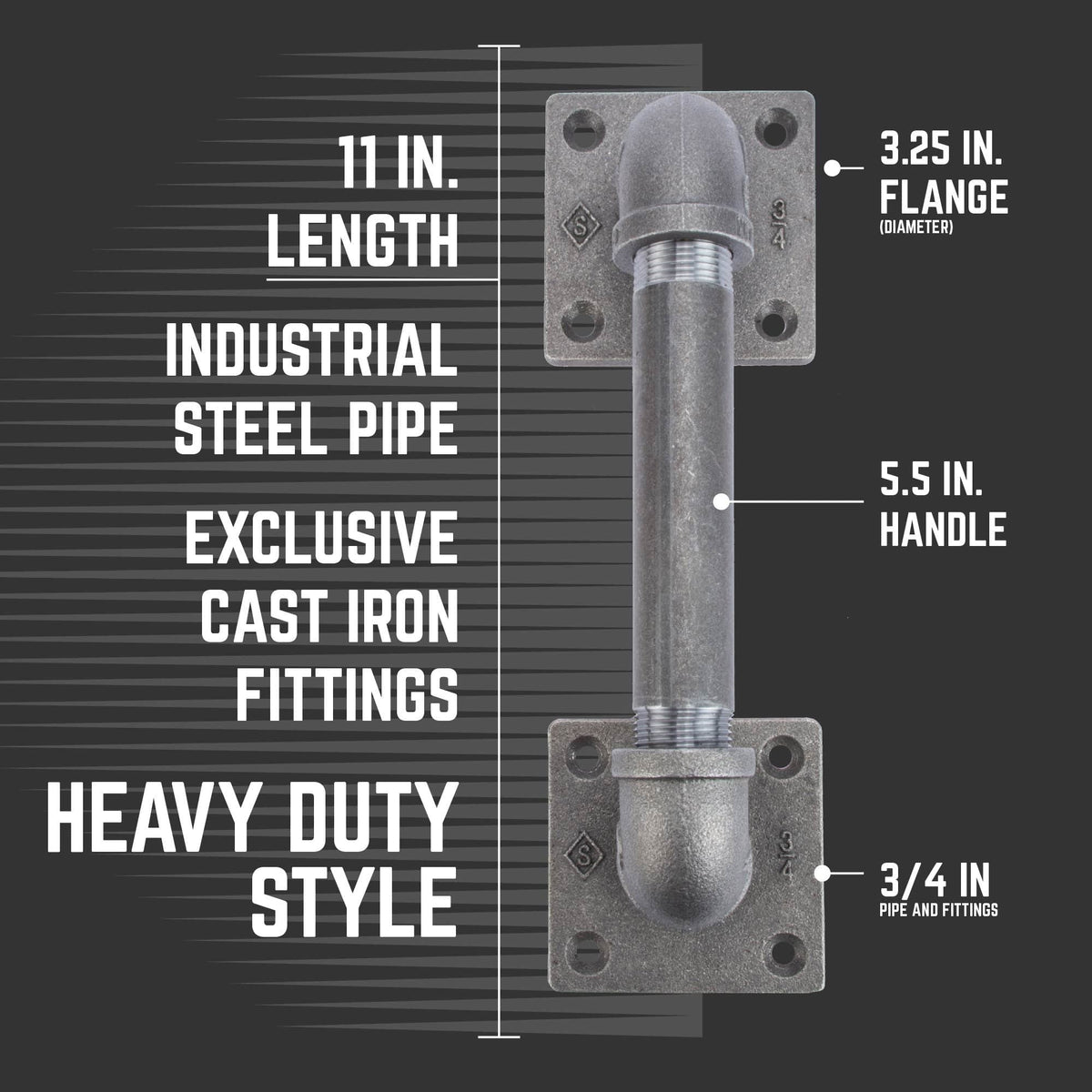 3/4 in. Square Barn Door Handle - 11 in. L