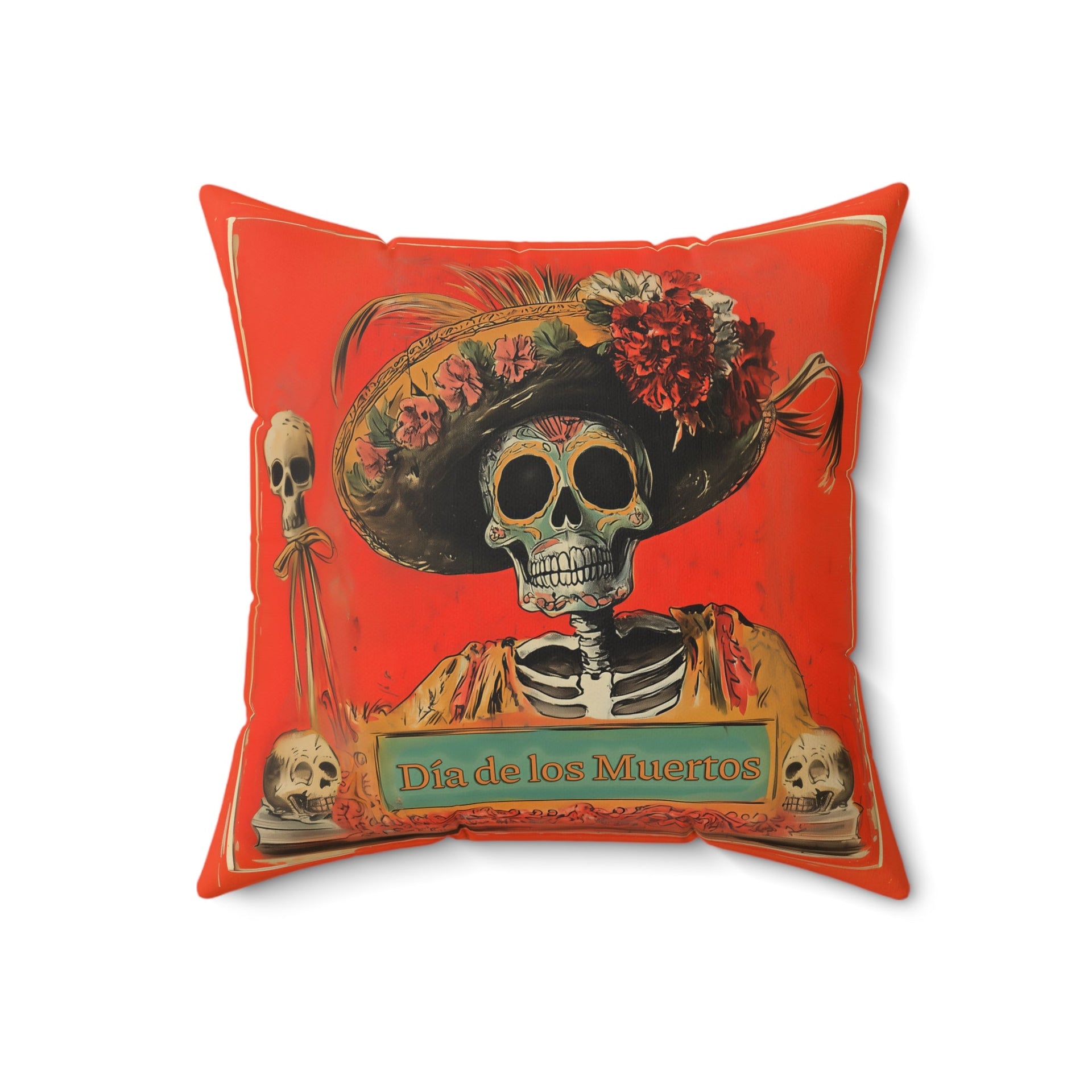 Microsuede Cushion / Dia de los Muertos Art / Skeleton 2 /