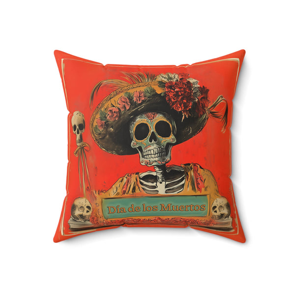 Microsuede Cushion / Dia de los Muertos Art / Skeleton 2 /