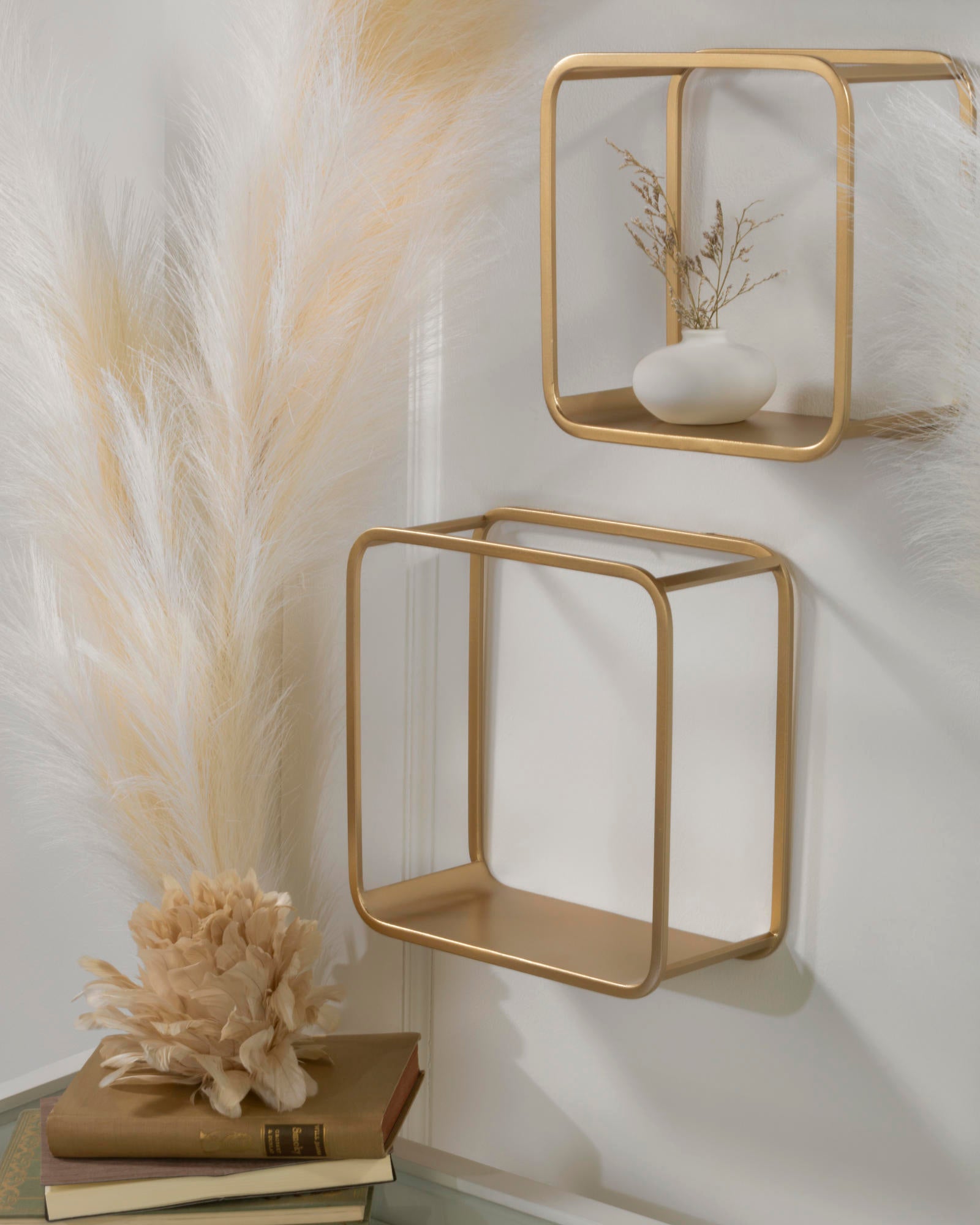 Square Cube Wall Shelves; Set of 3 - Metal