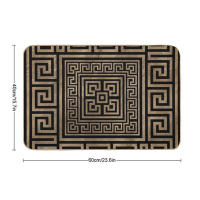 Greek Key Ornament - Greek Meander -Gold on Black Bath Mat