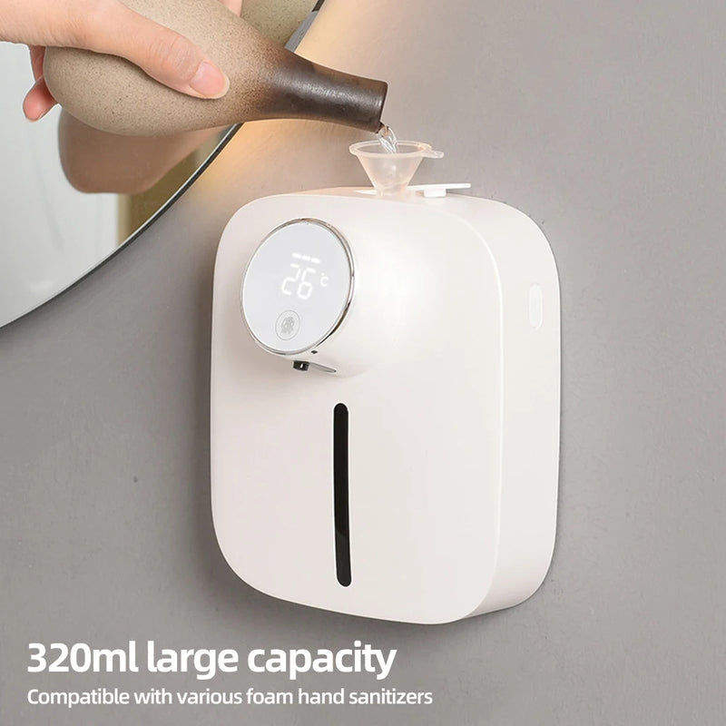 Wall-mounted Automatic Soap Dispenser Multifunctional Infrared Sensor LED Digital Display Touchless Foam USB Rechargeable