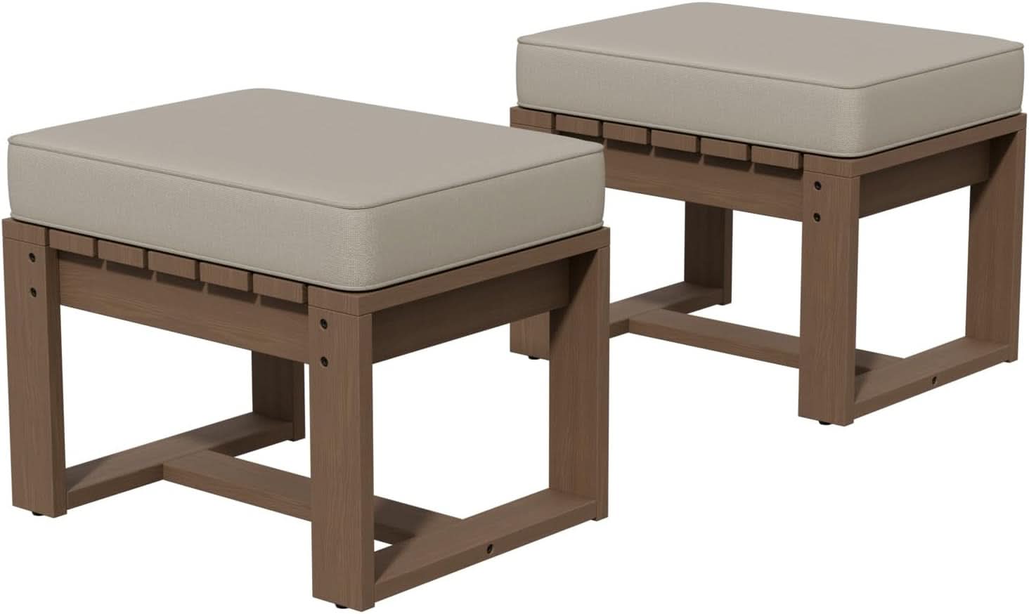 Natural Cedar Outdoor Patio Ottomans Removable Cushions