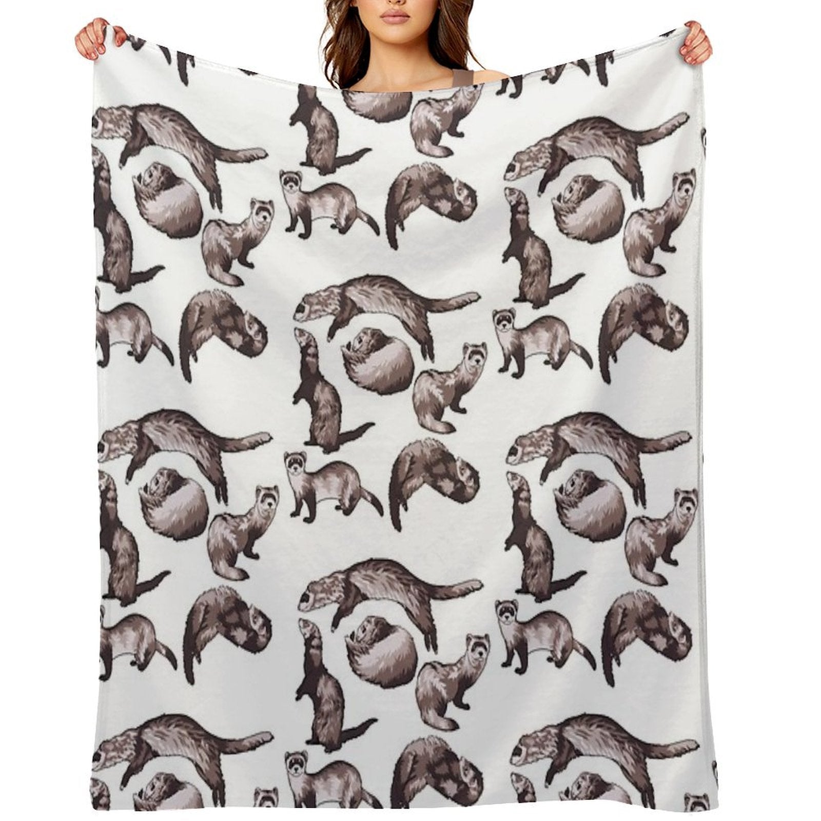 Ferrets Wrinkle-free Throw Blanket