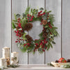 22" BERRY/EUCALYPTUS/PINECONE WREATH - Green Leaves