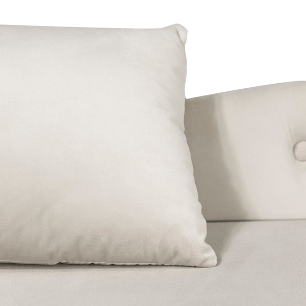 Beige Chaise Lounge Indoor Velvet Lounge Chair for Bedroom with Storage & Pillow Modern Upholstered Rolled Arm Chase Lounge