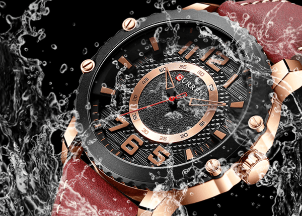 Men's Waterproof  Sport Watch With Leather  Belts  And Large Numbers Details Unique Design Perfect Gift