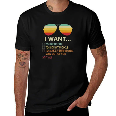 Funny Music Lover Gift Bicycle Costume I Want It All  Vintage-inspired T-Shirt