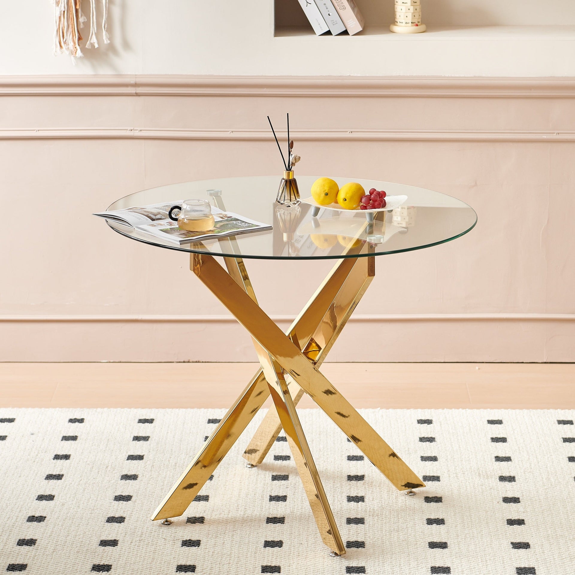 1+2,3pieces dining set, Table metal leg Mid-century Dining Table for 4-6 people With Glass Table Top, Pedestal Dining Table, End Table Leisure Coffee Table