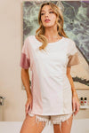 BiBi Color Block Short Sleeve T-Shirt for Stylish Comfort - Rose/Blush/Ivo/Oys / S