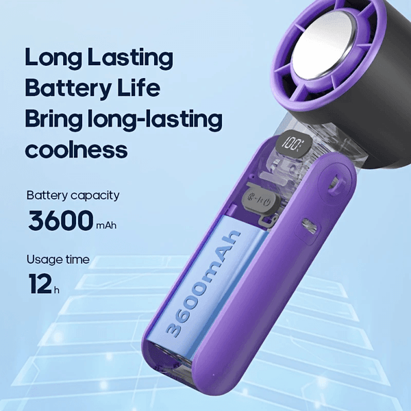 Foldable Rechargeable Cooling Fan – Turbo Handheld Fan with Adjustable Speed