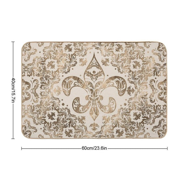 Fleur-de-lis Ornament - Pastel Gold Bath Mat