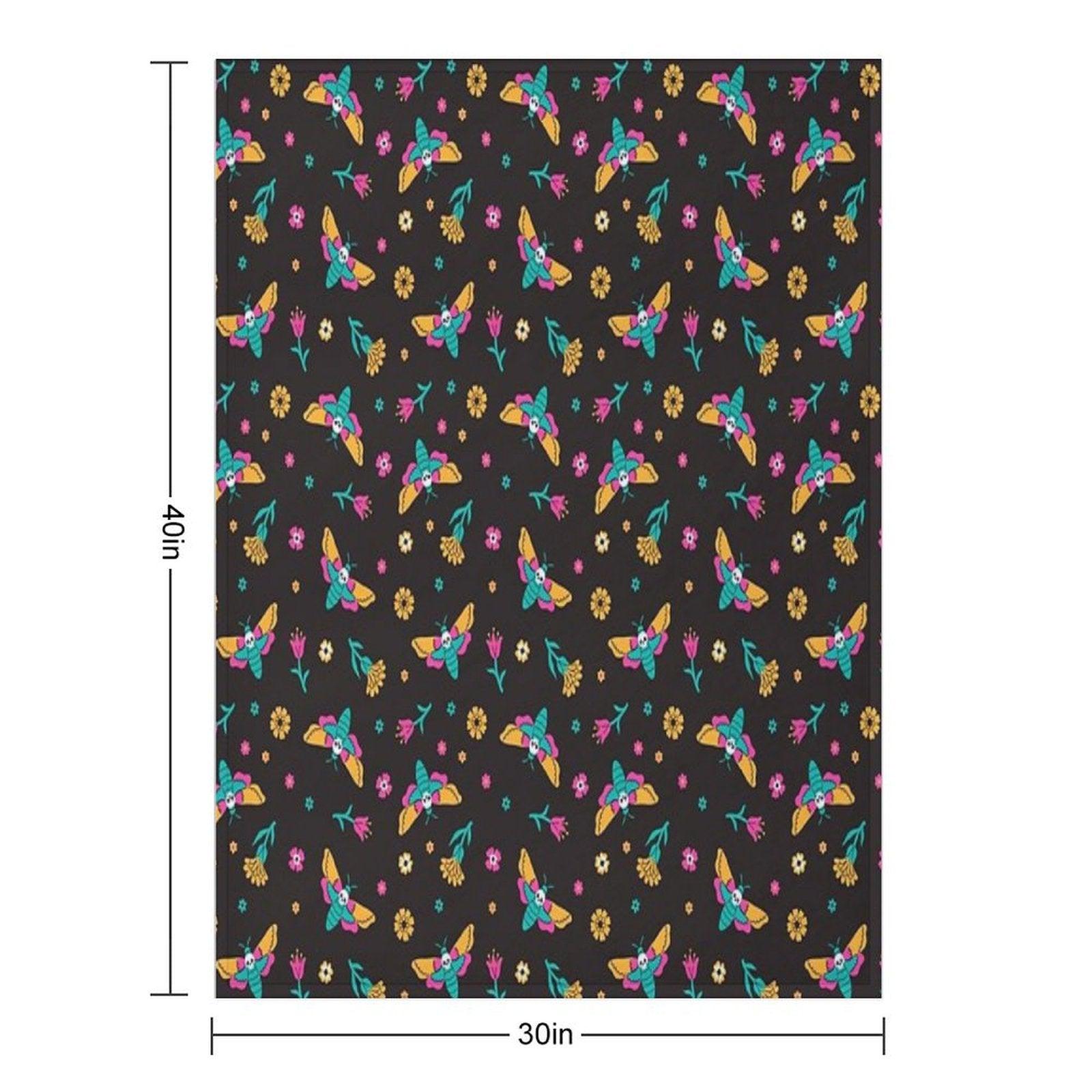 Death's Head Butterflies And Flowers Throw Blanket