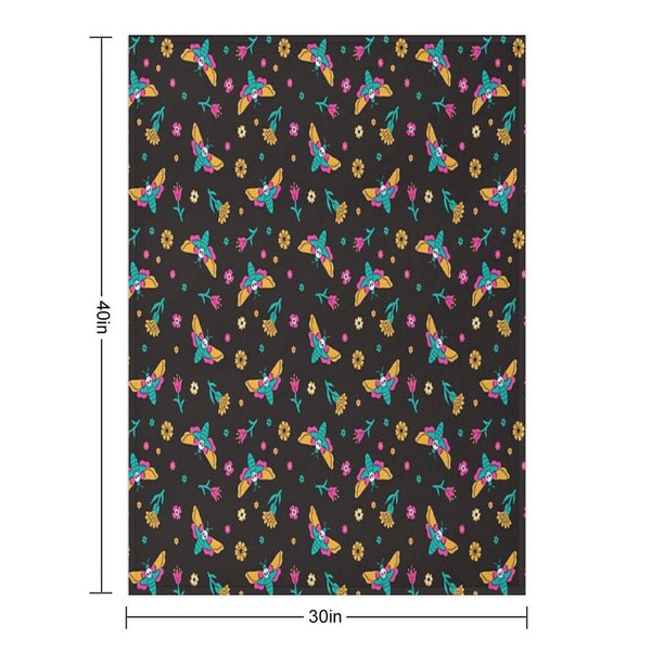 Death's Head Butterflies And Flowers Throw Blanket