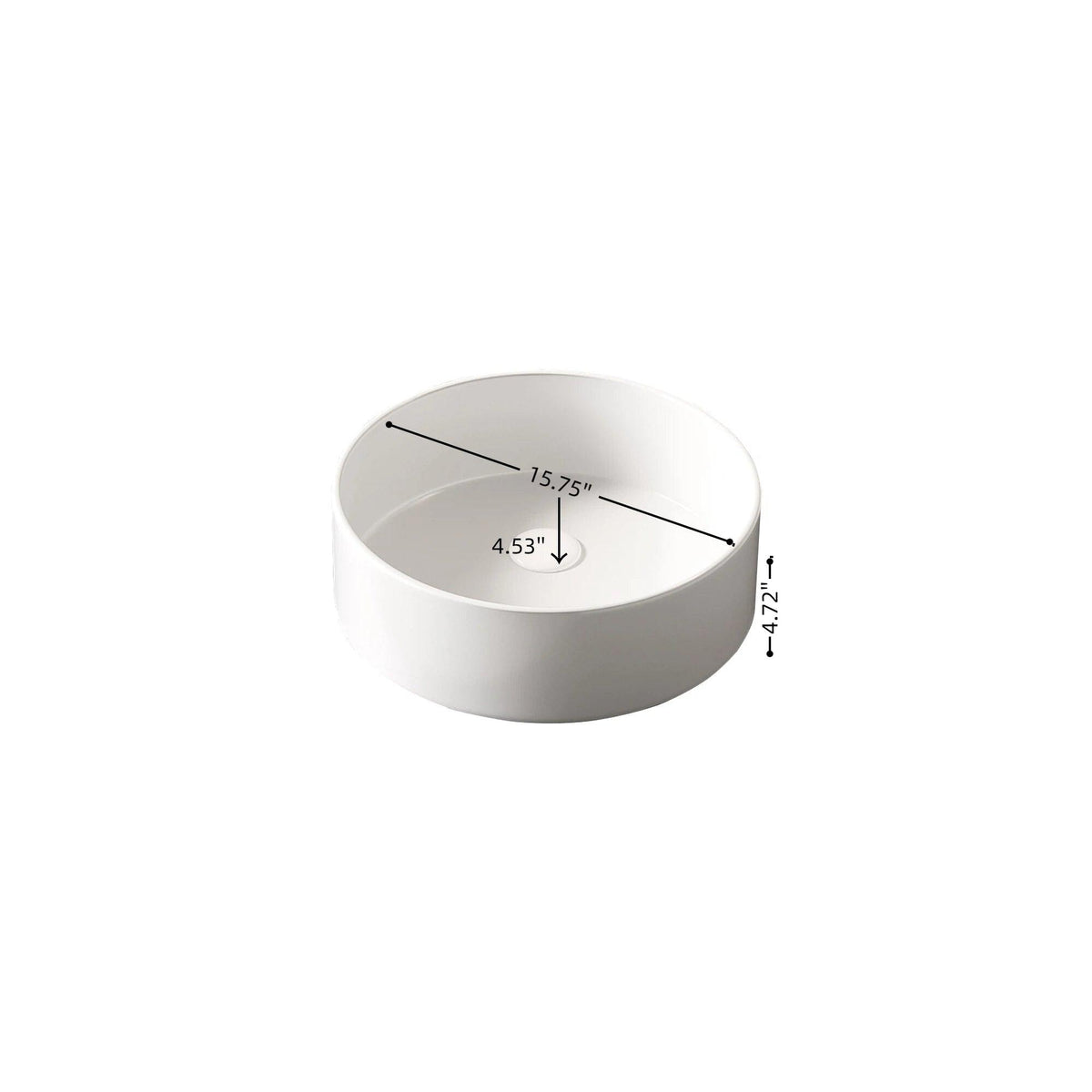 MUNIN 16'' Bathroom Sink - Round Vessel Ceramic Basin