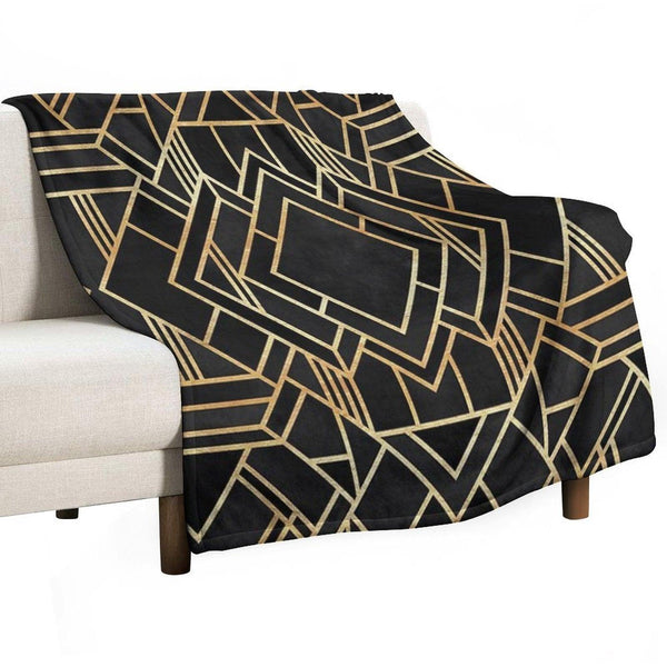 Art Deco Black Throw Blanket
