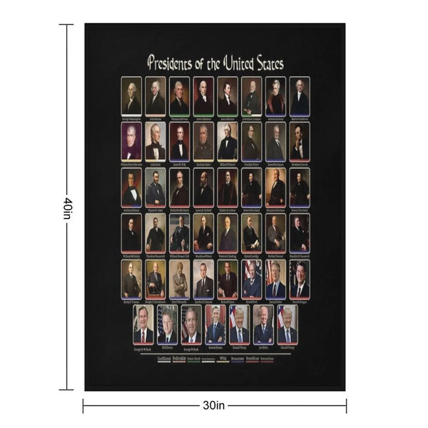 47 Presidents of The United States List (Updated - Including Trump) Throw Blanket