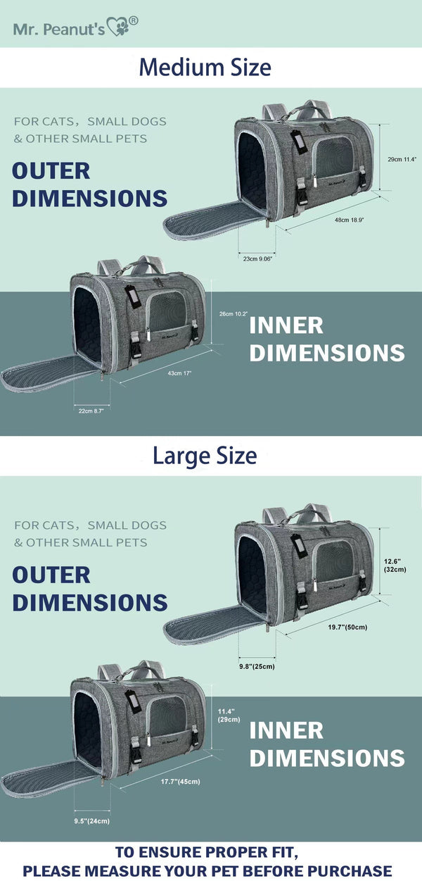Mr. Peanut's Monterey Series Airline Compliant Horizontal Backpack Pet Carrier