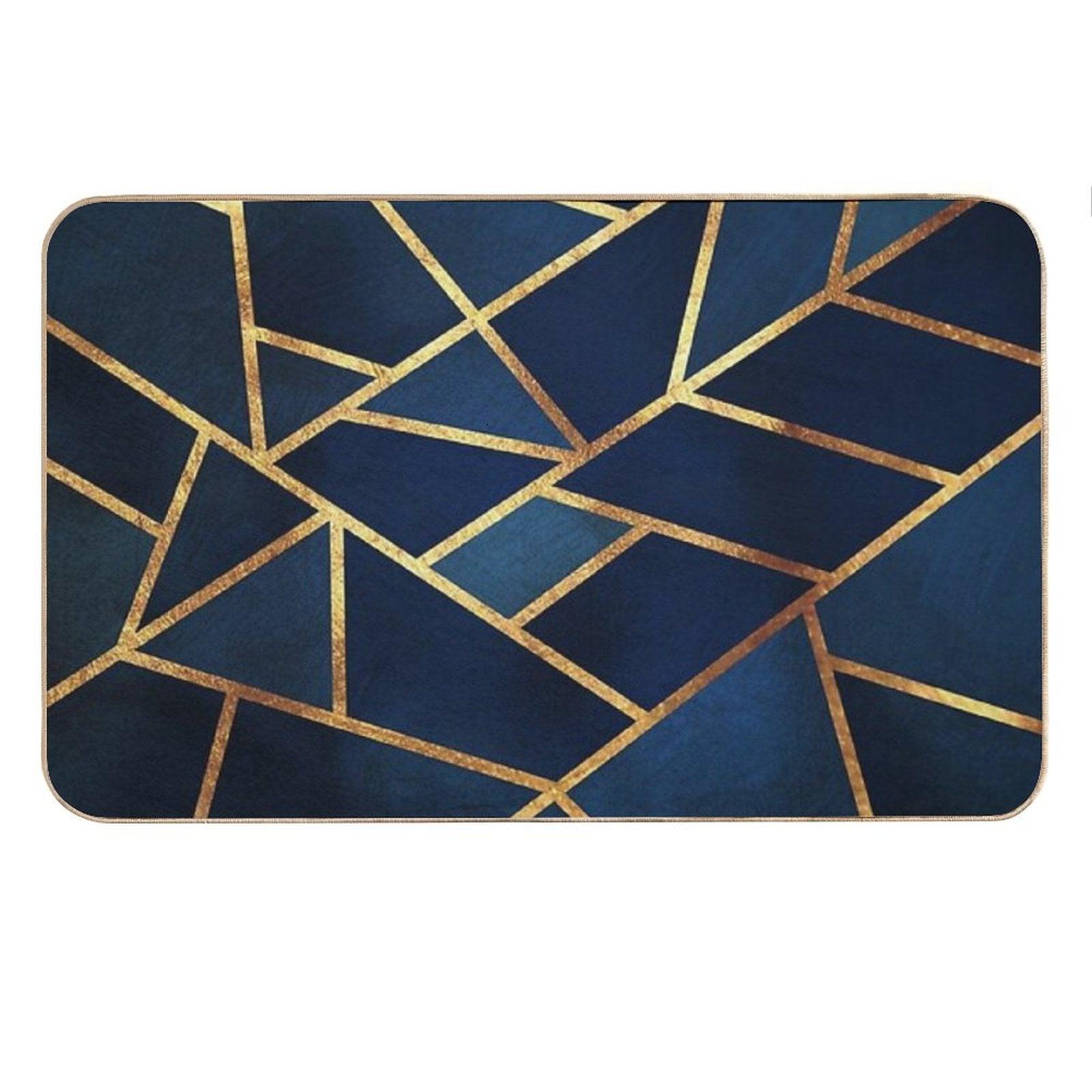 Navy Gold Stone Geometric Bath Mat