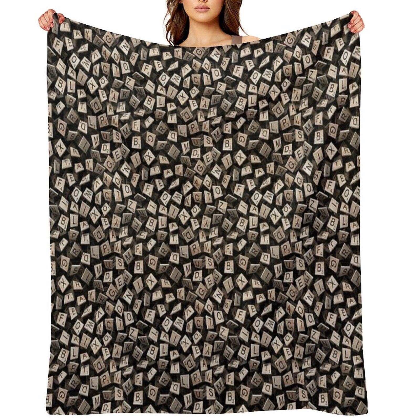 Scrabble Tile Madness Pattern Throw Blanket