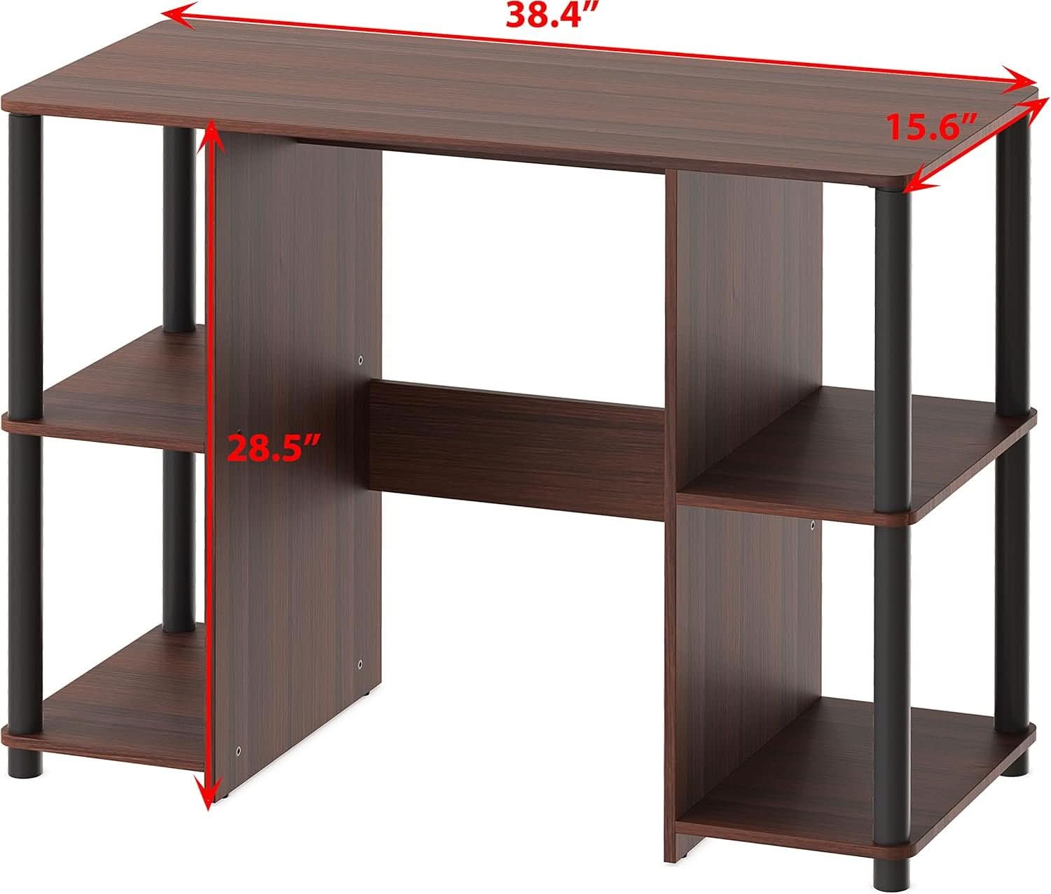 38 Inch Home Office Desk With Double Sided Shelves Cherry