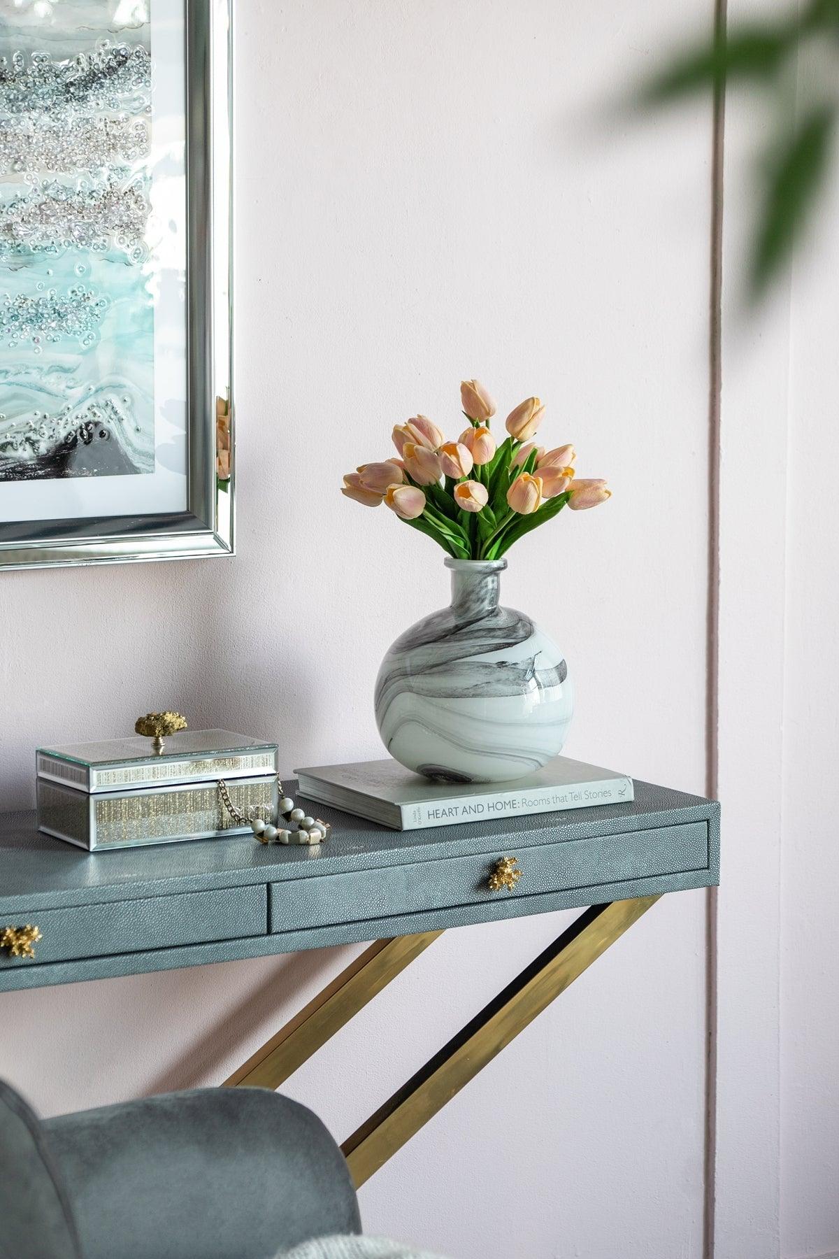 Modern Marble-Inspired Decorative Accent Vase