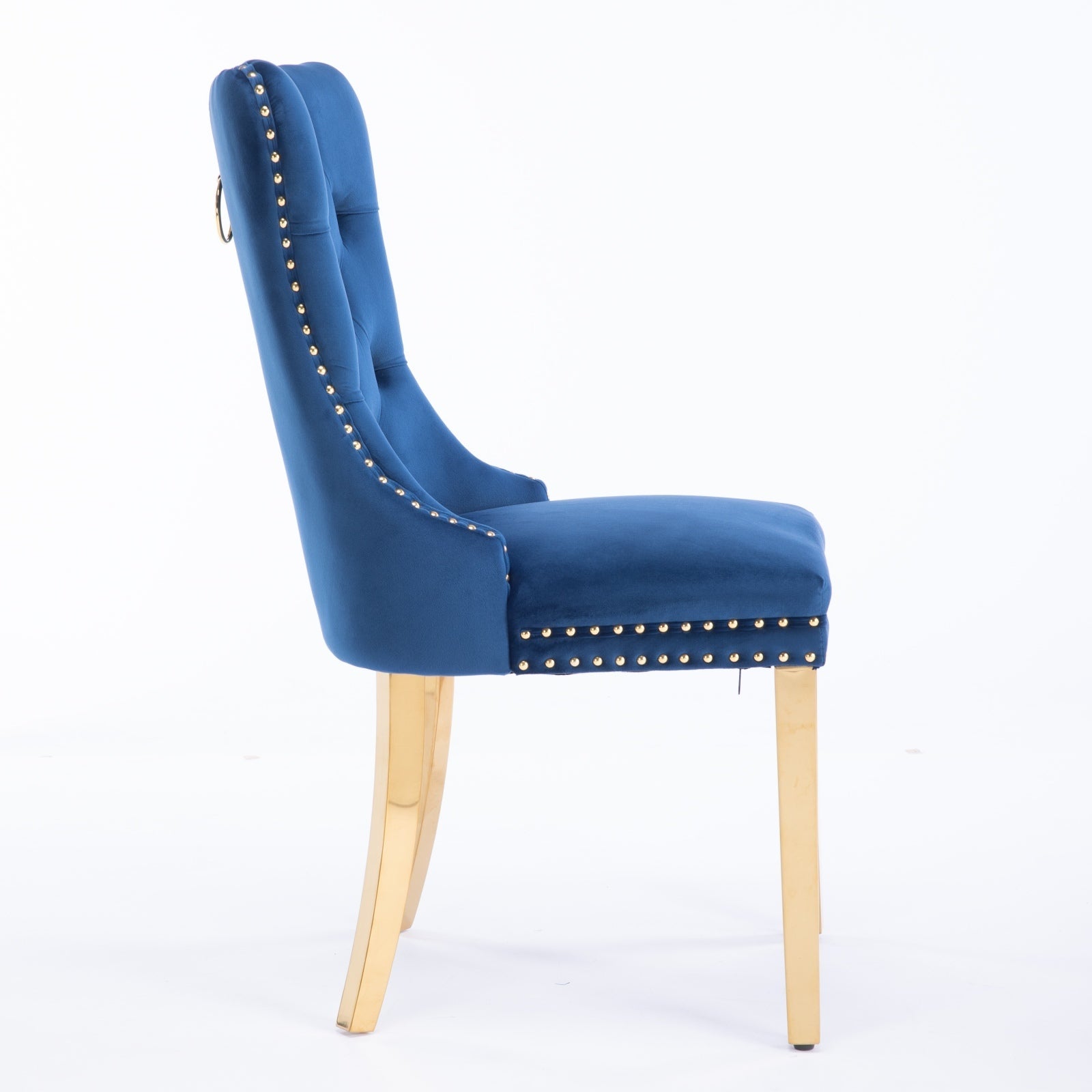 Nikki Collection Modern Tufted Solid Wood Velvet Upholstered Dining Chair with Gold Legs