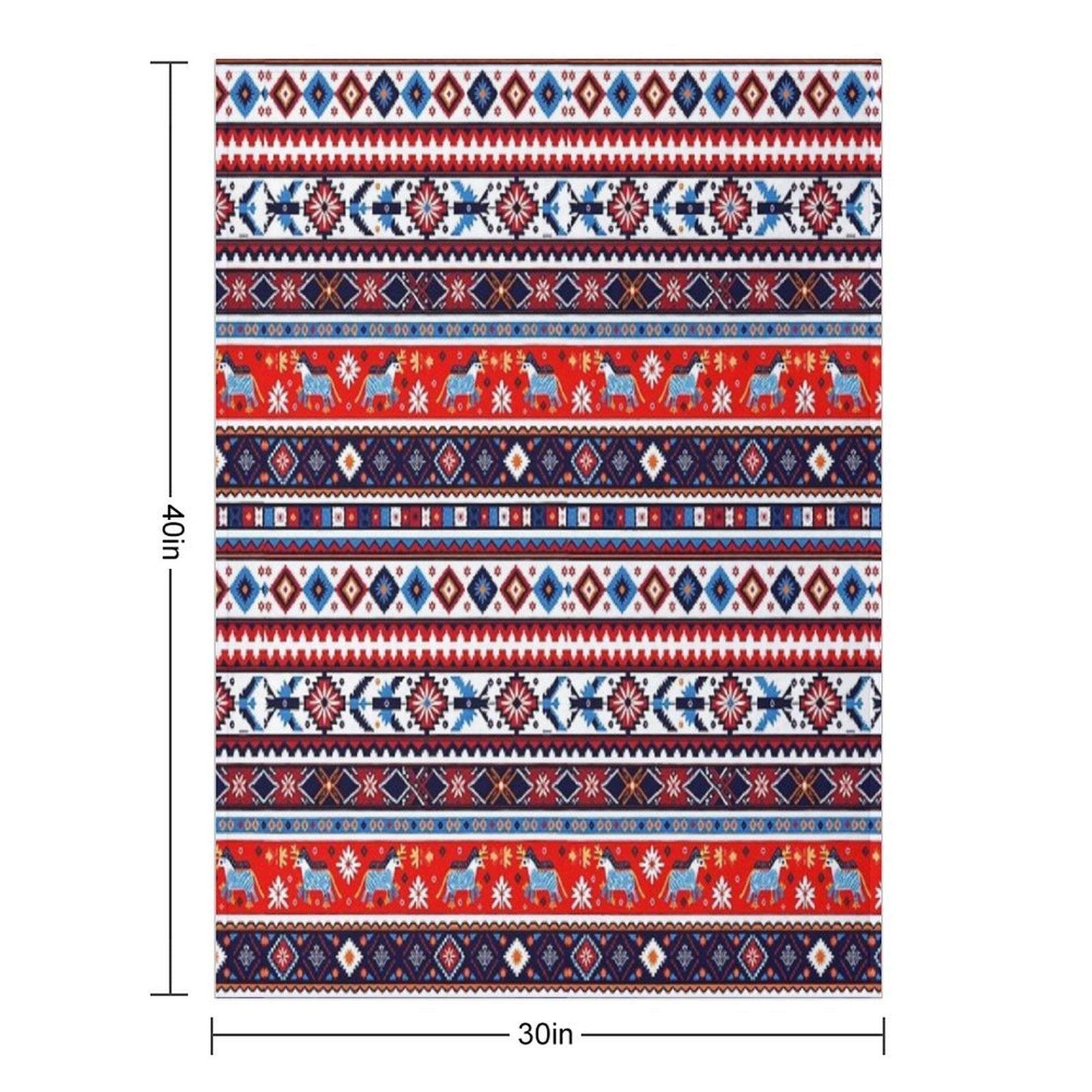 Swedish Norwegian Folk Art – Colorful Nordic Tribal Pattern Throw Blanket