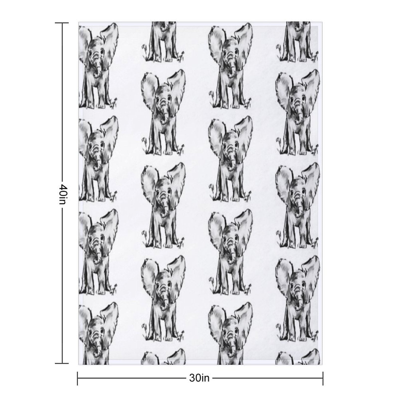 Black And White Elephant Machine-washable Throw Blanket