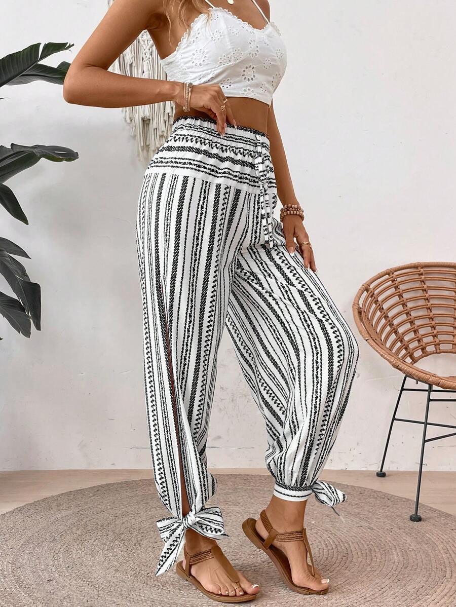 Printed Elastic Waist Pants