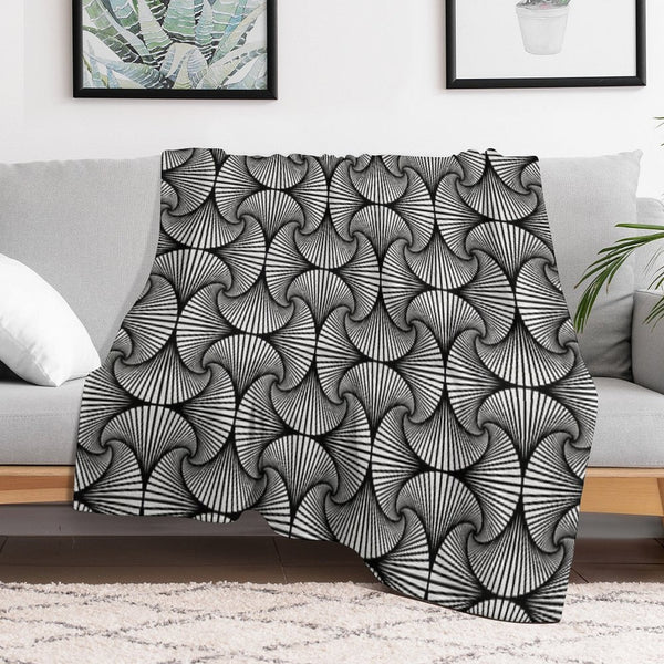 Pattern of Squares Black And White Farmhouse Travel-friendly Throw Blanket