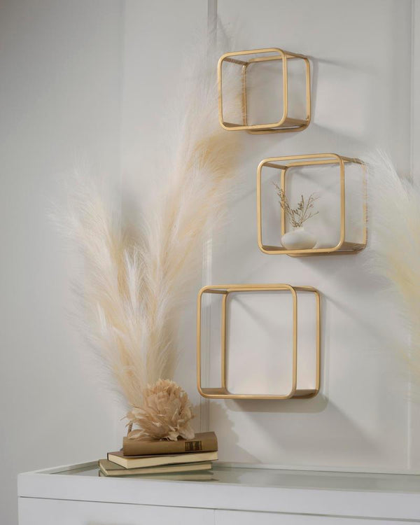 Square Cube Wall Shelves; Set of 3 - Metal