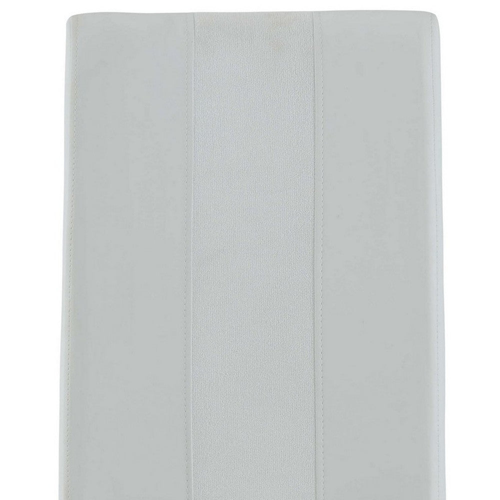 Set of Four White and Silver Upholstered Faux Leather Dining Side Chairs
