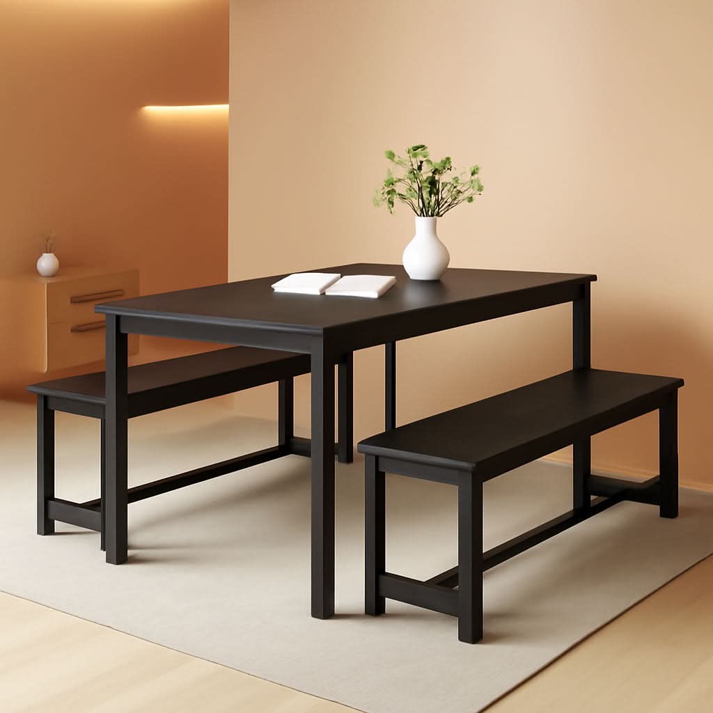 Rectangular Dining Table And Chairs Set Four Modern Wood
