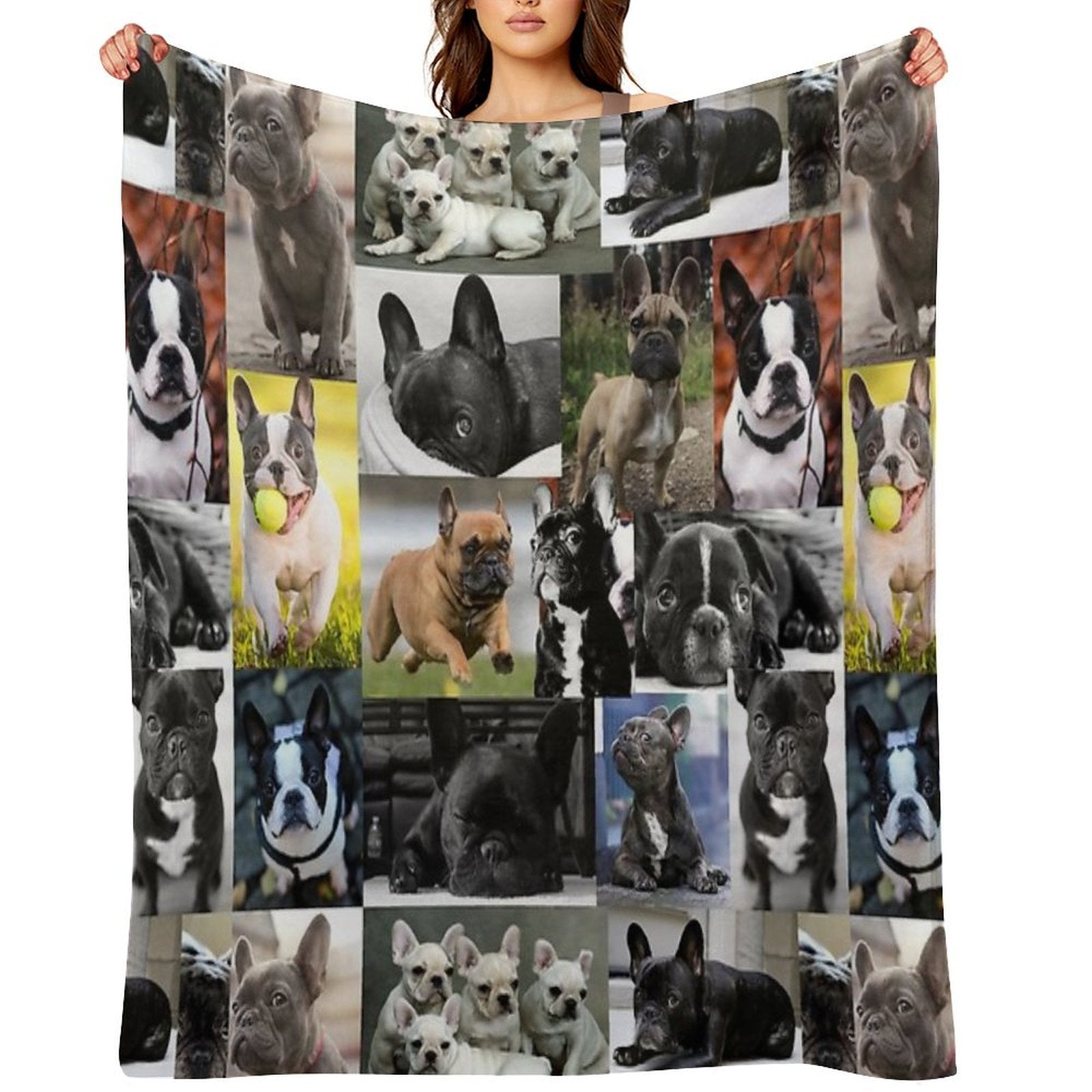 French Bulldog Dog Breed Collage Anti-pilling Throw Blanket
