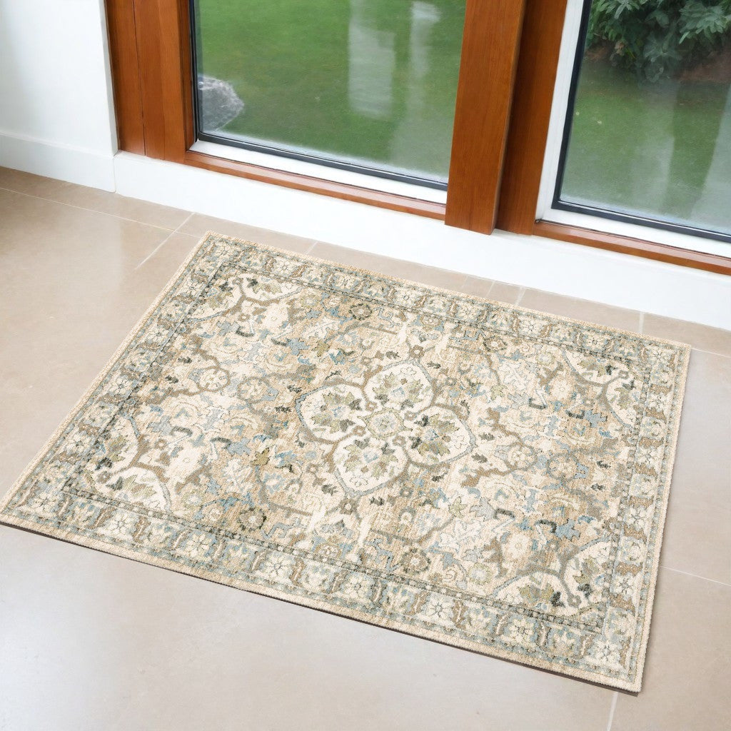 3' X 6' Ivory Multi Neutral Tone Scratch Indoor Area Rug